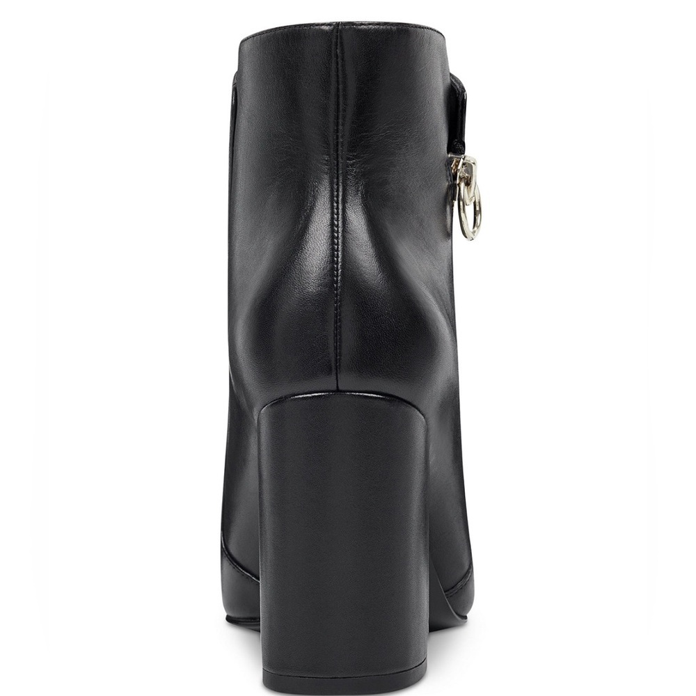 Nine West Black Ankle Boots with Gold Zipper - Picture 4 of 14